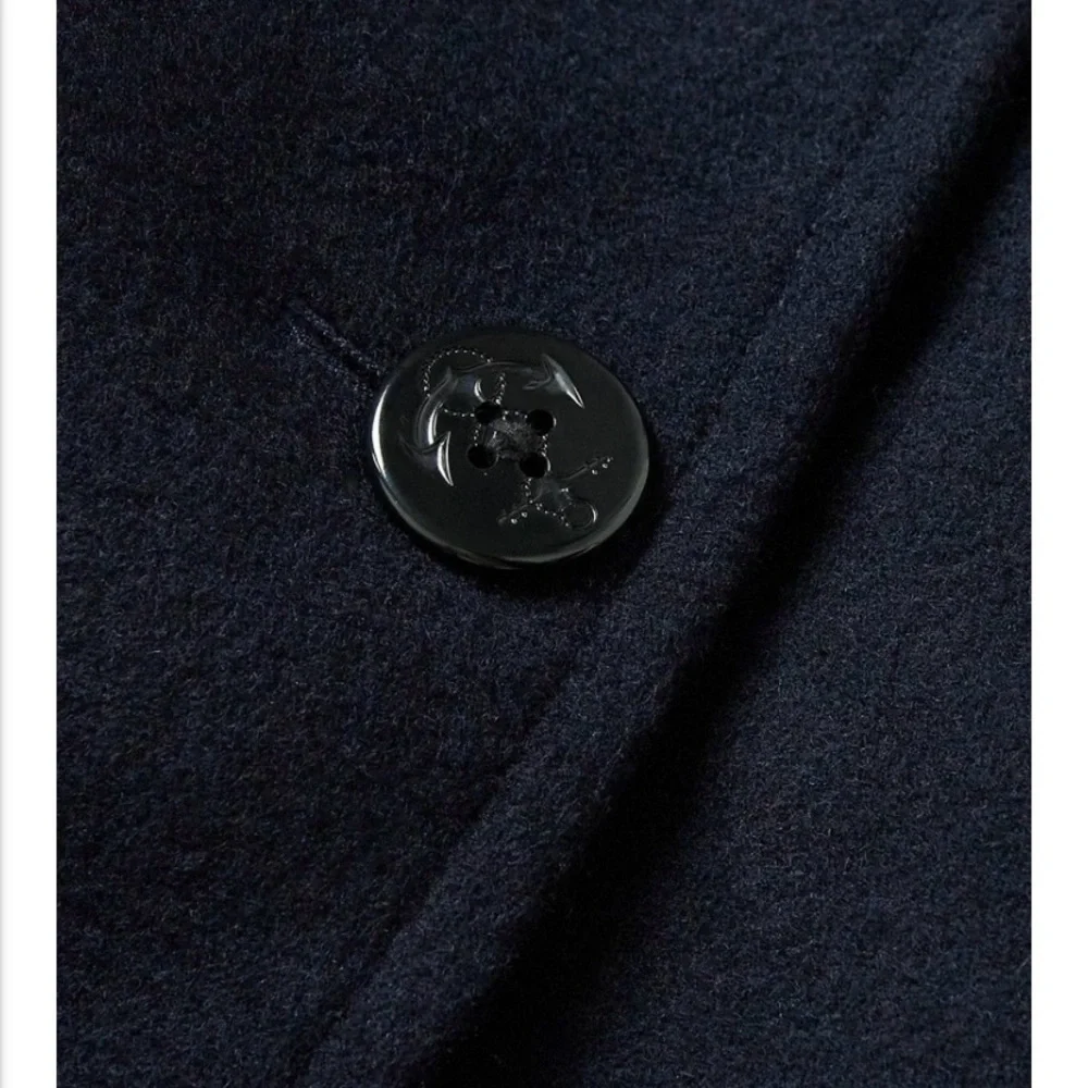 J Crew Dock Icon Wool Blend Pea Coat US Navy Blue Sailor 40s Retro Men’s Medium